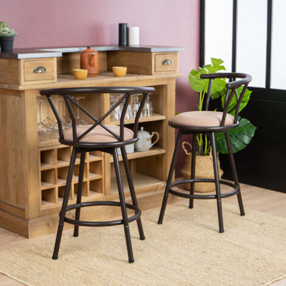  MEUBLES COSY Set Di 2 Sgabelli Da Bar Girevoli Tipo Professionale, Altezza Seduta 63 Cm, Con Poggiapiedi E Schienale E Cuscino Imbottiti