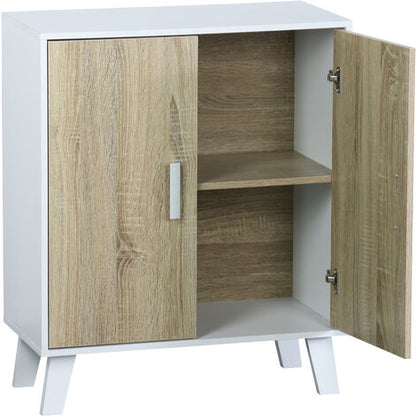  Mobile In Pannello Truciolare Con 2 Ante , Armadietto Con Scaffali Mobile In Legno - Bianco/sonoma 60x30 H. 72 Cm