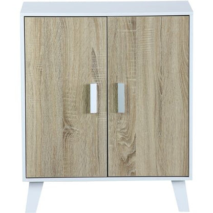  Mobile In Pannello Truciolare Con 2 Ante , Armadietto Con Scaffali Mobile In Legno - Bianco/sonoma 60x30 H. 72 Cm