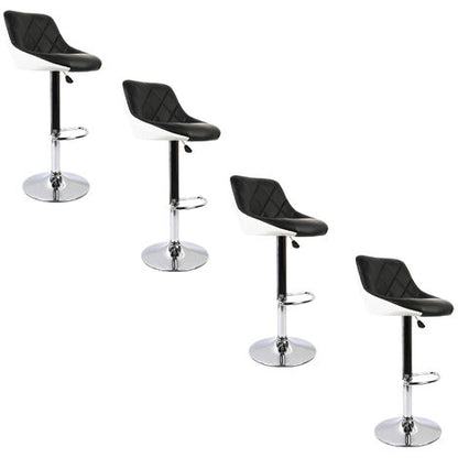  2Sgabello Da Bar ,Moderno Sedia Cucina,con Schienale Poggiapiedi Senza Braccioli Similpelle Cromato Altezza Regolabile Girevole Design,nero-bianco