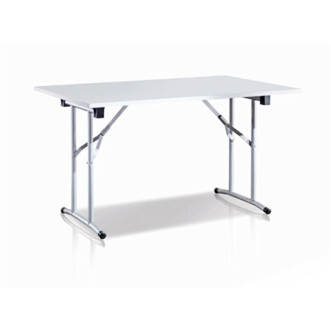  Dmora Tavolo Pieghevole Arnica, Tavolo Da Campeggio Con Gambe Pieghevoli In Metallo, Tavolo Da Pranzo Moderno Multiuso, 100% Made In Italy, Cm 125x75h80, Bianco, Con Imballo Rinforzato