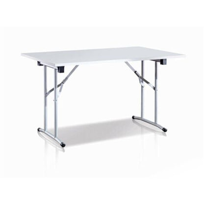  Dmora Tavolo Pieghevole Arnica, Tavolo Da Campeggio Con Gambe Pieghevoli In Metallo, Tavolo Da Pranzo Moderno Multiuso, 100% Made In Italy, Cm 125x75h80, Bianco, Con Imballo Rinforzato