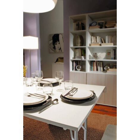  Dmora Tavolo Pieghevole Arnica, Tavolo Da Campeggio Con Gambe Pieghevoli In Metallo, Tavolo Da Pranzo Moderno Multiuso, 100% Made In Italy, Cm 125x75h80, Bianco, Con Imballo Rinforzato