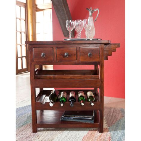  Tavolo Da Servizio In Legno Di Acacia 85x48x86 Nougat Laccato OXFORD 455