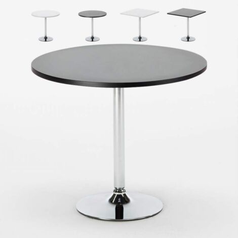  Tavolino Bar Rotondo Quadrato Nero Bianco 70x70 Bistrot Colore Tavolo: Nero - Forma Tavolo: Rotondo