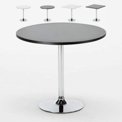  Tavolino Bar Rotondo Quadrato Nero Bianco 70x70 Bistrot Colore Tavolo: Nero - Forma Tavolo: Rotondo