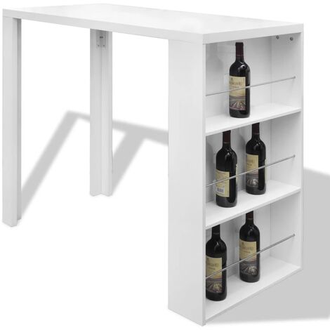  Tavolo Da Bar In MDF Con Portavini Bianco Lucido