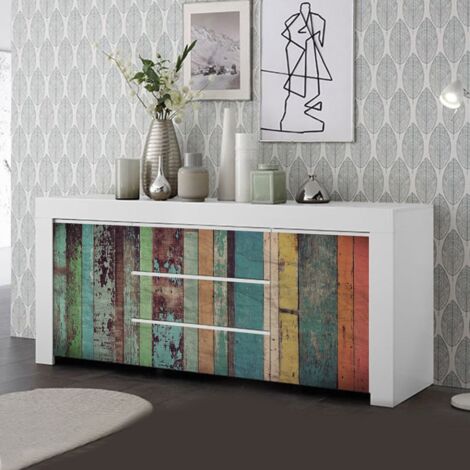  Madia 2 Ante E 3 Cassetti Linea Clear Fancy In Bianco Opaco