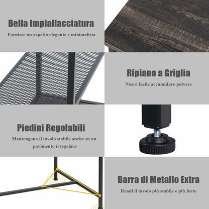  COSTWAY Tavolo Da Bar, Bar Tavolo Moderno Con Mensole, Tavolo Industriale Con Struttura Di Metallo, Balcone Tavolo Per Sala Da Pranzo Salone
