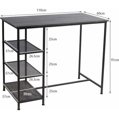  COSTWAY Tavolo Da Bar, Bar Tavolo Moderno Con Mensole, Tavolo Industriale Con Struttura Di Metallo, Balcone Tavolo Per Sala Da Pranzo Salone