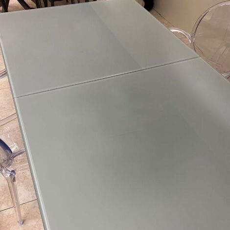  Tavolo Da Pranzo Rettangolare In Vetro Allungabile 160x90x75 - Altea Grigio