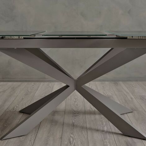  Tavolo Da Pranzo Rettangolare In Vetro Allungabile 160x90x75 - Altea Grigio