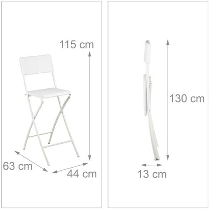  Relaxdays Sedia Da Bar Pieghevole In Set Da 2, Aspetto Rattan, Con Schienale, Sgabello Piegehevole, H: 78 Cm, Bianco
