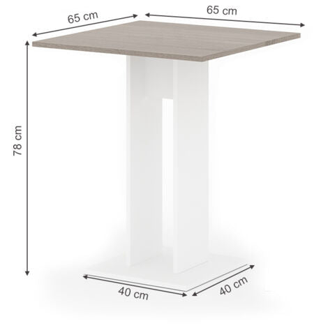  Tavolo Da Pranzo „Ewert“ 65x65cm Bianco/sonoma Vicco