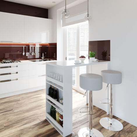  Tavolo Da Bar 117cm Bianco Con 2 Sgabelli Bianco Vicco