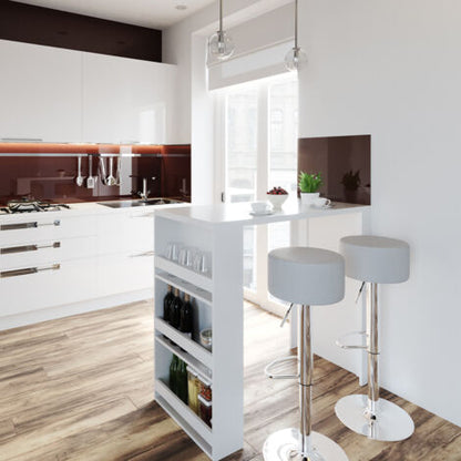  Tavolo Da Bar 117cm Bianco Con 2 Sgabelli Bianco Vicco