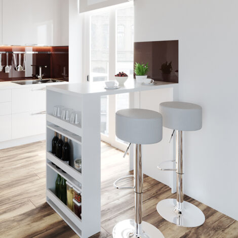  Tavolo Da Bar 117cm Bianco Con 2 Sgabelli Bianco Vicco