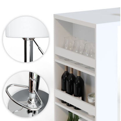  Tavolo Da Bar 117cm Bianco Con 2 Sgabelli Bianco Vicco