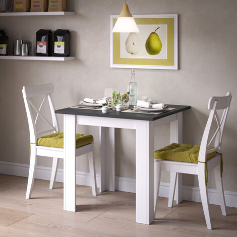  Tavolo Da Pranzo „Karlos“ 80cm Bianco/antracite Vicco