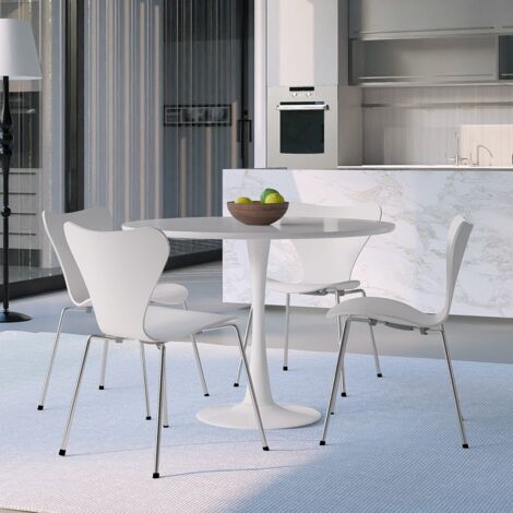  Tavolo Rotondo 90cm Bar Sala Da Pranzo Cucina Design Scandinavo Moderno Tulip Colore: Bianco
