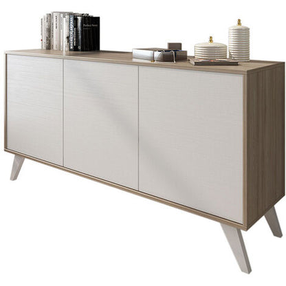  Credenza Moderna Soggiorno Alta 3 Ante Salotto DIVINE Mobile Rovere Bianco