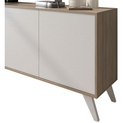  Credenza Moderna Soggiorno Alta 3 Ante Salotto DIVINE Mobile Rovere Bianco