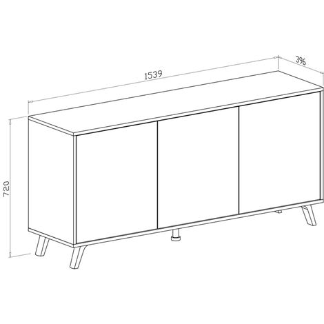  Credenza Moderna Soggiorno Alta 3 Ante Salotto DIVINE Mobile Rovere Bianco