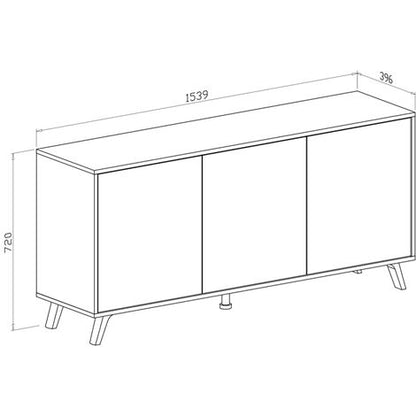  Credenza Moderna Soggiorno Alta 3 Ante Salotto DIVINE Mobile Rovere Bianco