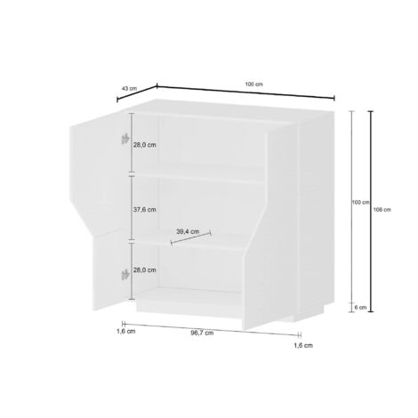  Dmora Credenza Moderna A 2 Ante Geometriche, Made In Italy, Madia Da Ingresso, Buffet Di Design Da Soggiorno, Cm 100x43h106, Ardesia E Acero, Con Imballo Rinforzato