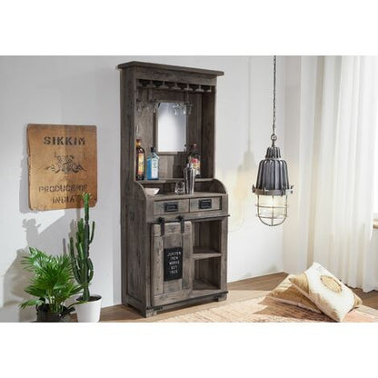  RAILWAY 241 Mobile Bar In Legno Di Mango - Laccato / Grigio 75x35x170