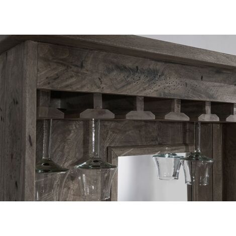  RAILWAY 241 Mobile Bar In Legno Di Mango - Laccato / Grigio 75x35x170