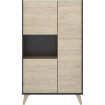  Credenza Soggiorno 135 Cm Abby Grafite E Rovere Naturale Con Tre Ante Grafite E Naturale