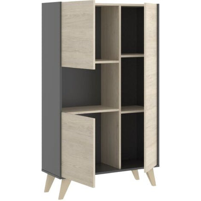  Credenza Soggiorno 135 Cm Abby Grafite E Rovere Naturale Con Tre Ante Grafite E Naturale