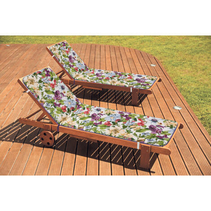  Cuscino Sdraio Morbido Copri Seduta Lettino Prendisole Mare Pieghevole 100% Made In Italy Floreale - Viola