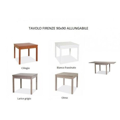  Tavolo Firenze 90x90 Cm Allungabile Olmo Legno