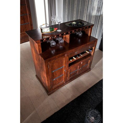  OXFORD 903 Mobile Bar In Legno Di Acacia - Laccato / Nougat 140x66x125