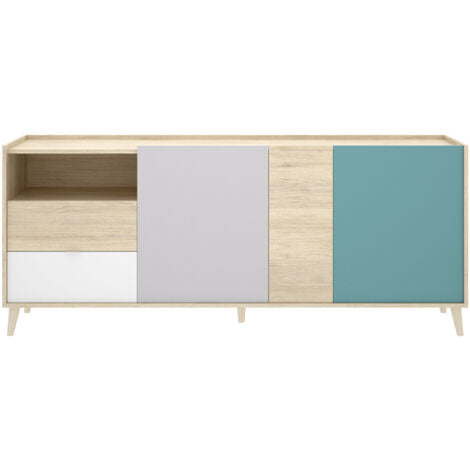  Madia 180x43 Cm Penny Con Tre Ante E Due Cassetti Multicolore Multicolore