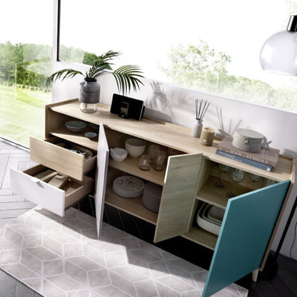  Madia 180x43 Cm Penny Con Tre Ante E Due Cassetti Multicolore Multicolore