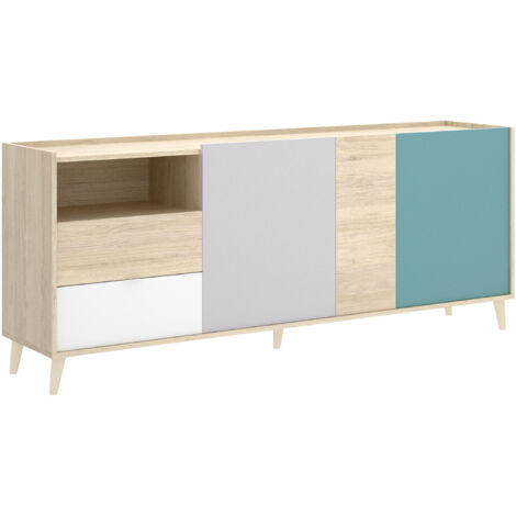  Madia 180x43 Cm Penny Con Tre Ante E Due Cassetti Multicolore Multicolore