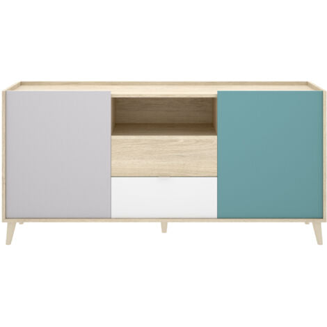  Madia 155x43 Cm Penny Con Due Ante E Due Cassetti Multicolore Multicolore