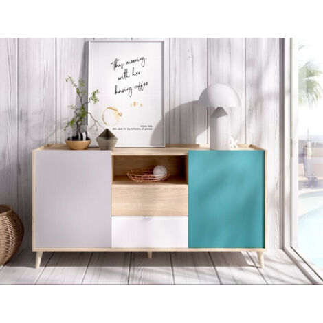  Madia 155x43 Cm Penny Con Due Ante E Due Cassetti Multicolore Multicolore