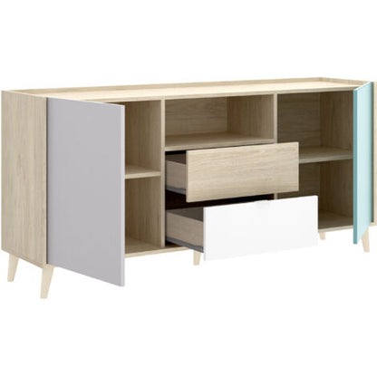  Madia 155x43 Cm Penny Con Due Ante E Due Cassetti Multicolore Multicolore