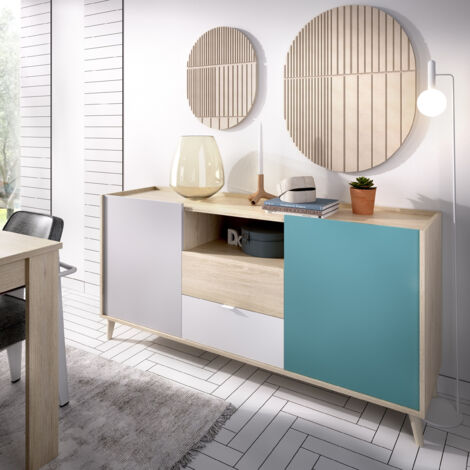  Madia 155x43 Cm Penny Con Due Ante E Due Cassetti Multicolore Multicolore