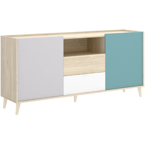  Madia 155x43 Cm Penny Con Due Ante E Due Cassetti Multicolore Multicolore