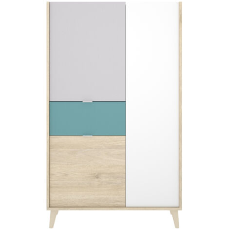  Credenza Alta 137 Cm Penny Multicolore Con Tre Ante Ed Un Cassetto Multicolore