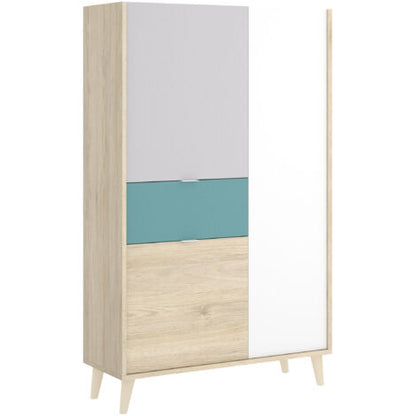  Credenza Alta 137 Cm Penny Multicolore Con Tre Ante Ed Un Cassetto Multicolore