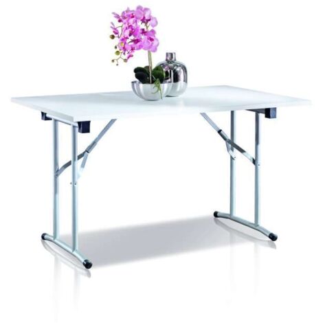  Tavolo Da Pranzo 125x80cm Gambe Pieghevoli Multiuso Catering Butterfly