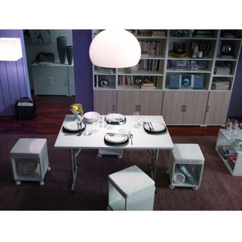  Tavolo Da Pranzo 125x80cm Gambe Pieghevoli Multiuso Catering Butterfly