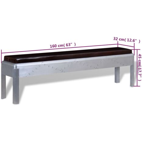 Panca Aviatore In Vera Pelle 160x32x45 Cm VidaXL