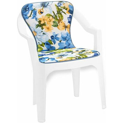  Cuscino Sedia Giardino Coprisedia Pieghevole Seduta Schienale Morbido 100% Made In Italy - Blu